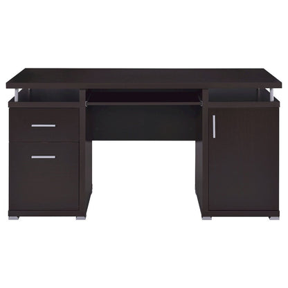 Spacious 55-Inch Office Desk with Drawers – Brown Computer Work Desk