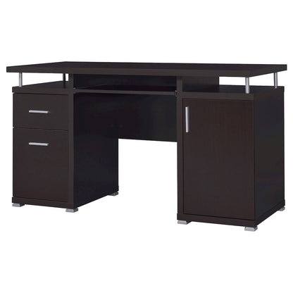 Spacious 55-Inch Office Desk with Drawers – Brown Computer Work Desk