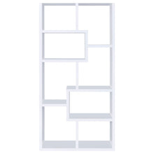 Modern Geometric Bookshelf – Stylish White 71-Inch Multi-Shelf Bookcase