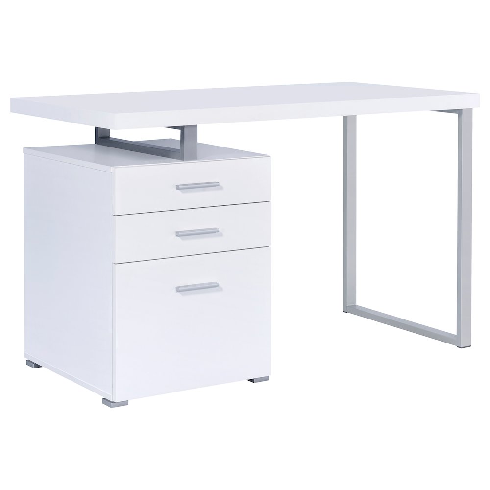 White Office Desk – Computer Desk with Drawers for Home or Workspace