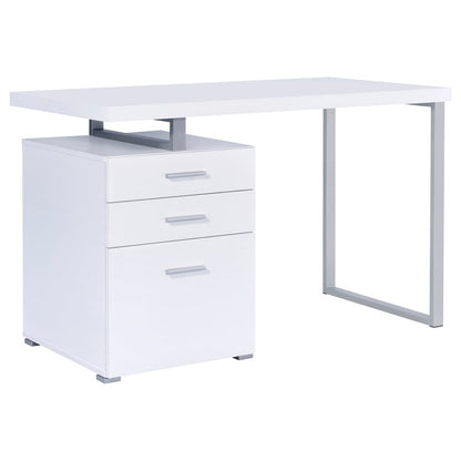 White Office Desk – Computer Desk with Drawers for Home or Workspace