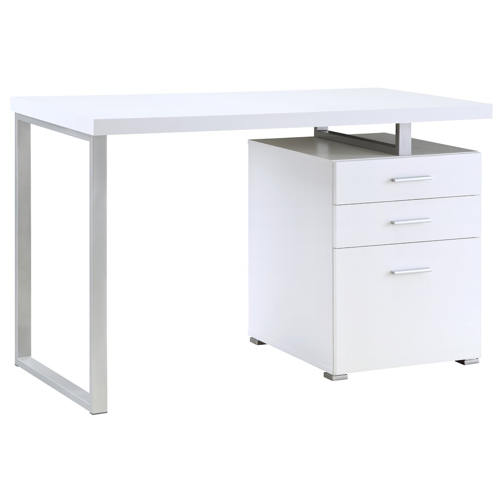 White Office Desk – Computer Desk with Drawers for Home or Workspace