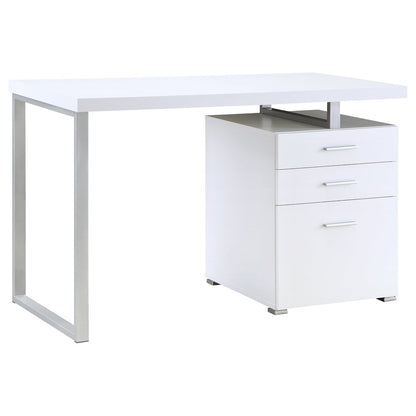 White Office Desk – Computer Desk with Drawers for Home or Workspace