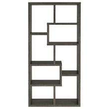Modern Geometric Bookshelf – Gray 71-Inch Multi-Shelf Bookcase