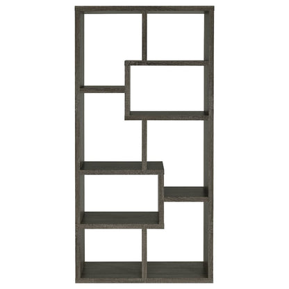Modern Geometric Bookshelf – Gray 71-Inch Multi-Shelf Bookcase