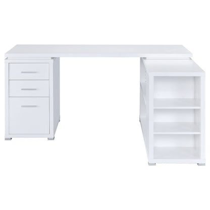 Spacious L-Shaped Office Desk – White Computer Desk with Drawers