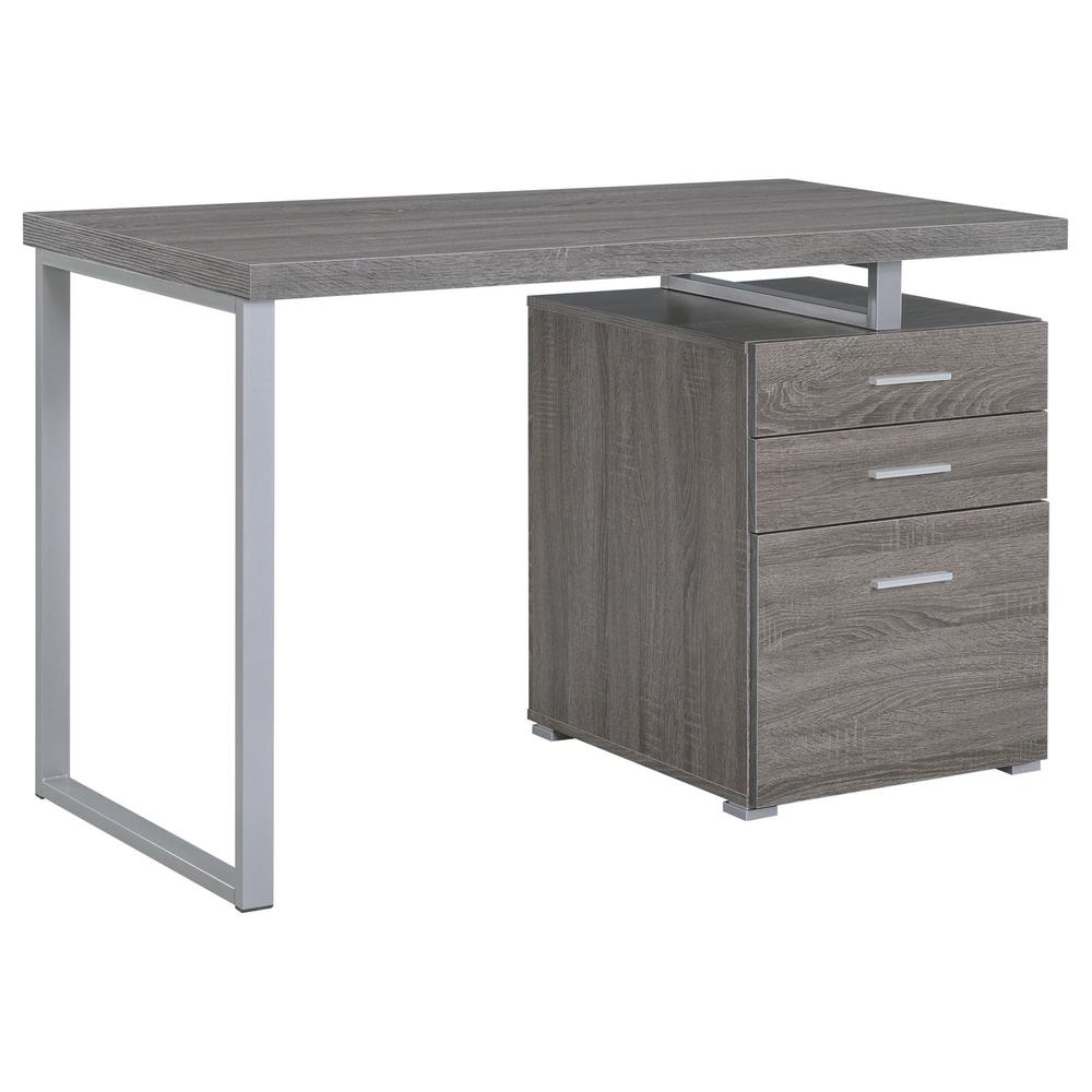 Weathered Grey 3-Drawer Office Desk with Functional Storage Solutions