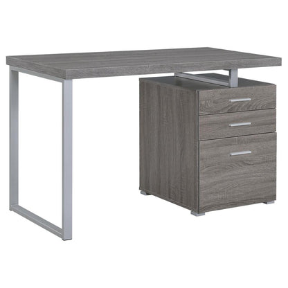 Weathered Grey 3-Drawer Office Desk with Functional Storage Solutions