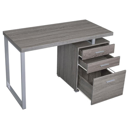 Weathered Grey 3-Drawer Office Desk with Functional Storage Solutions