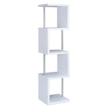 Modern Geometric Bookshelf – Sleek White Bookcase with Four Shelves