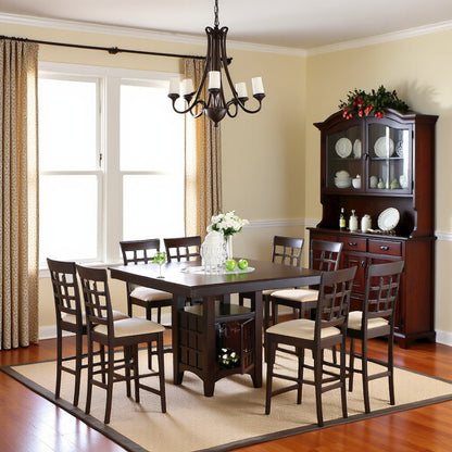 Square 51-Inch Dining Table Set for 8, Brown Dining Room Set, 9 Piece