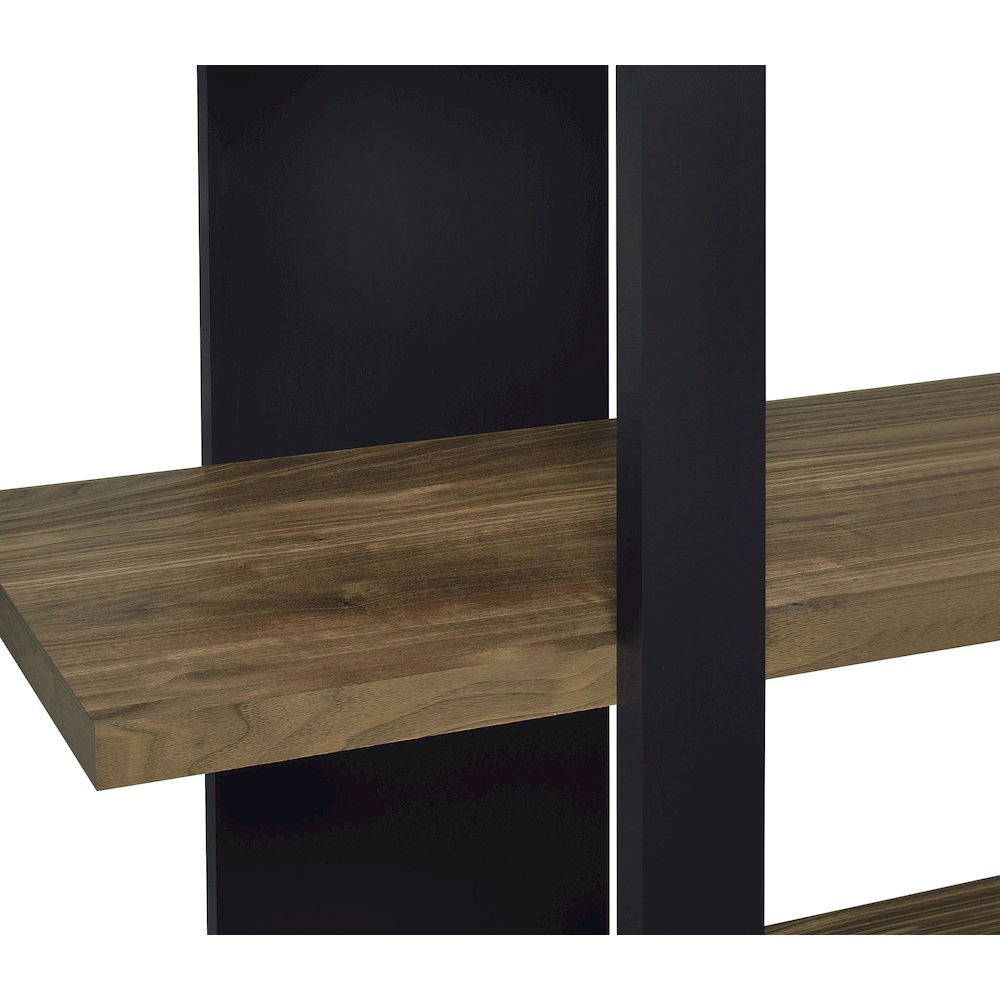 Danbrook 71-inch 4-shelf Bookshelf Black and Aged Walnut