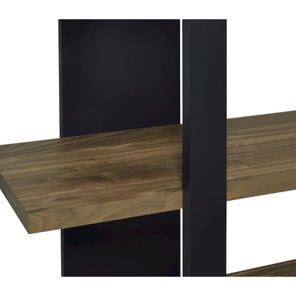 Danbrook 71-inch 4-shelf Bookshelf Black and Aged Walnut