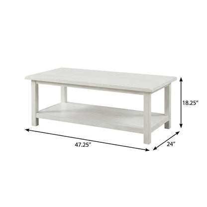 Distressed White 2-Piece Coffee and End Table Set with Farmhouse Style