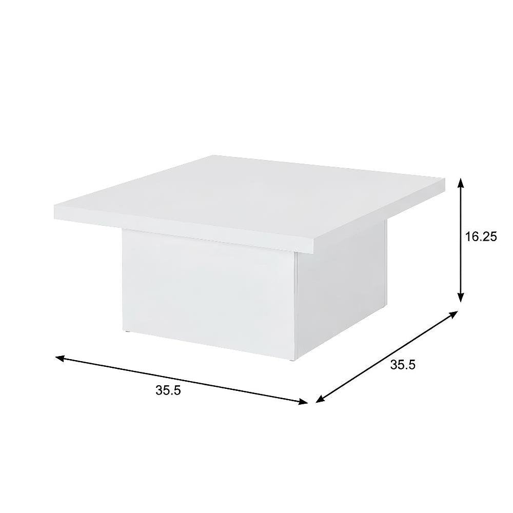 White High Gloss 3-Piece Square Coffee and End Table Set with Plastic Glides