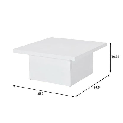 White High Gloss 3-Piece Square Coffee and End Table Set with Plastic Glides