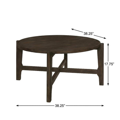 Dark Brown 2-Piece Solid Wood Round Coffee and End Table Set, 200 lb Capacity