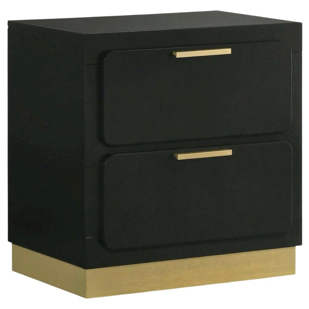 Black Nightstand with Gold Accents and Contemporary Design