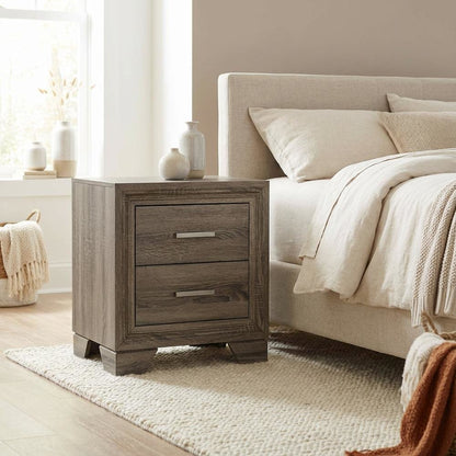 Brown Nightstand with 2 Drawers and Transitional Design