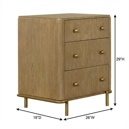 Sand Wash Finish Nightstand with 3 Drawers and Coastal Style