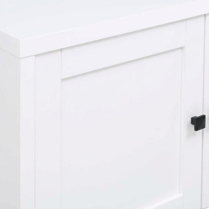White 4-Door TV Stand with Engineered Wood and Modern Design