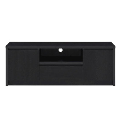 Black 2-Door TV Stand Media Console with Contemporary Style and Engineered Wood