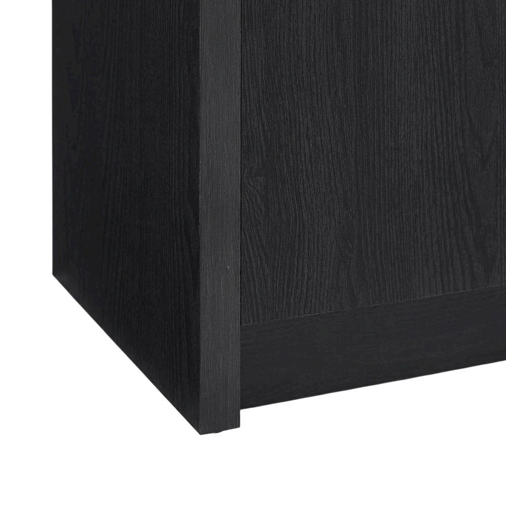 Black 2-Door TV Stand Media Console with Contemporary Style and Engineered Wood