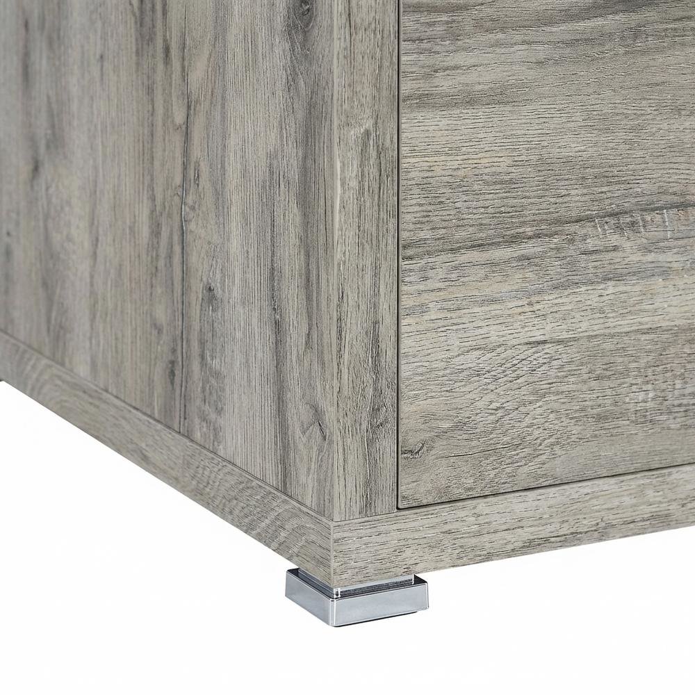 Grey Driftwood L-Shape Computer Desk With 3 Drawers And Transitional Style