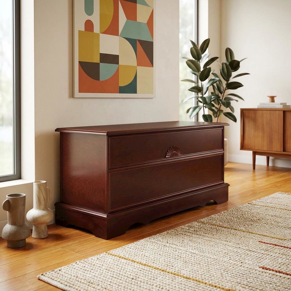 Warm Brown Cedar Chest Storage Bench, 40 Inch, Traditional Style