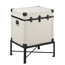 White Accent Cabinet with Nailhead Trim, Storage Trunk, Lift Top End Table
