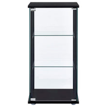 Stylish Black Glass Curio Cabinet with Three Shelves for Displaying Treasures