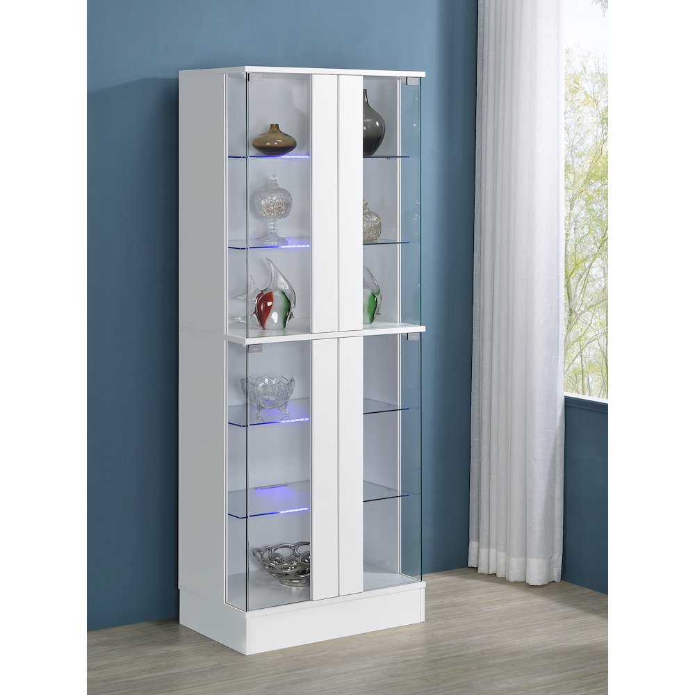 Cabra 4-door LED Curio Display Cabinet White High Gloss