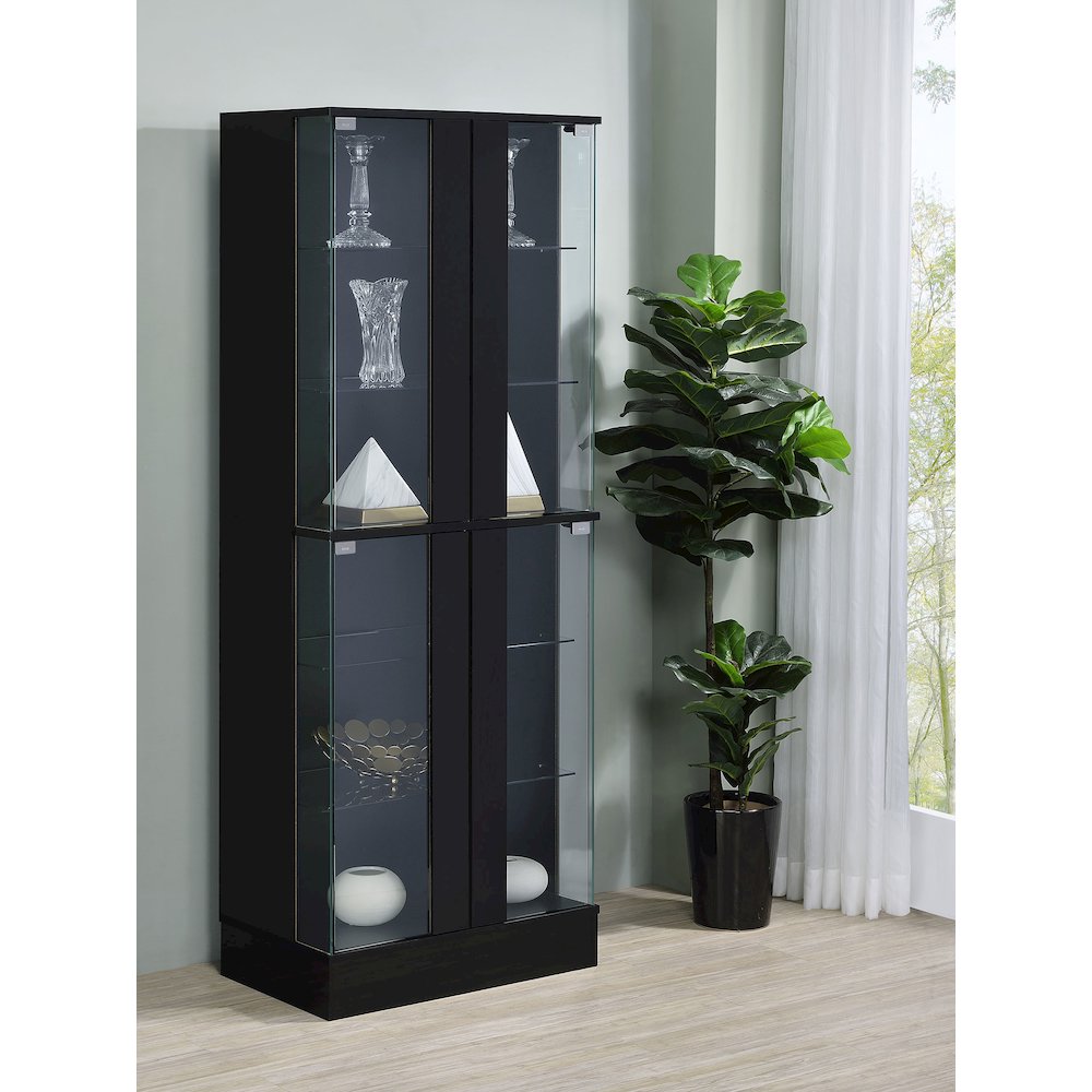 Cabra 4-door LED Curio Display Cabinet Black High Gloss
