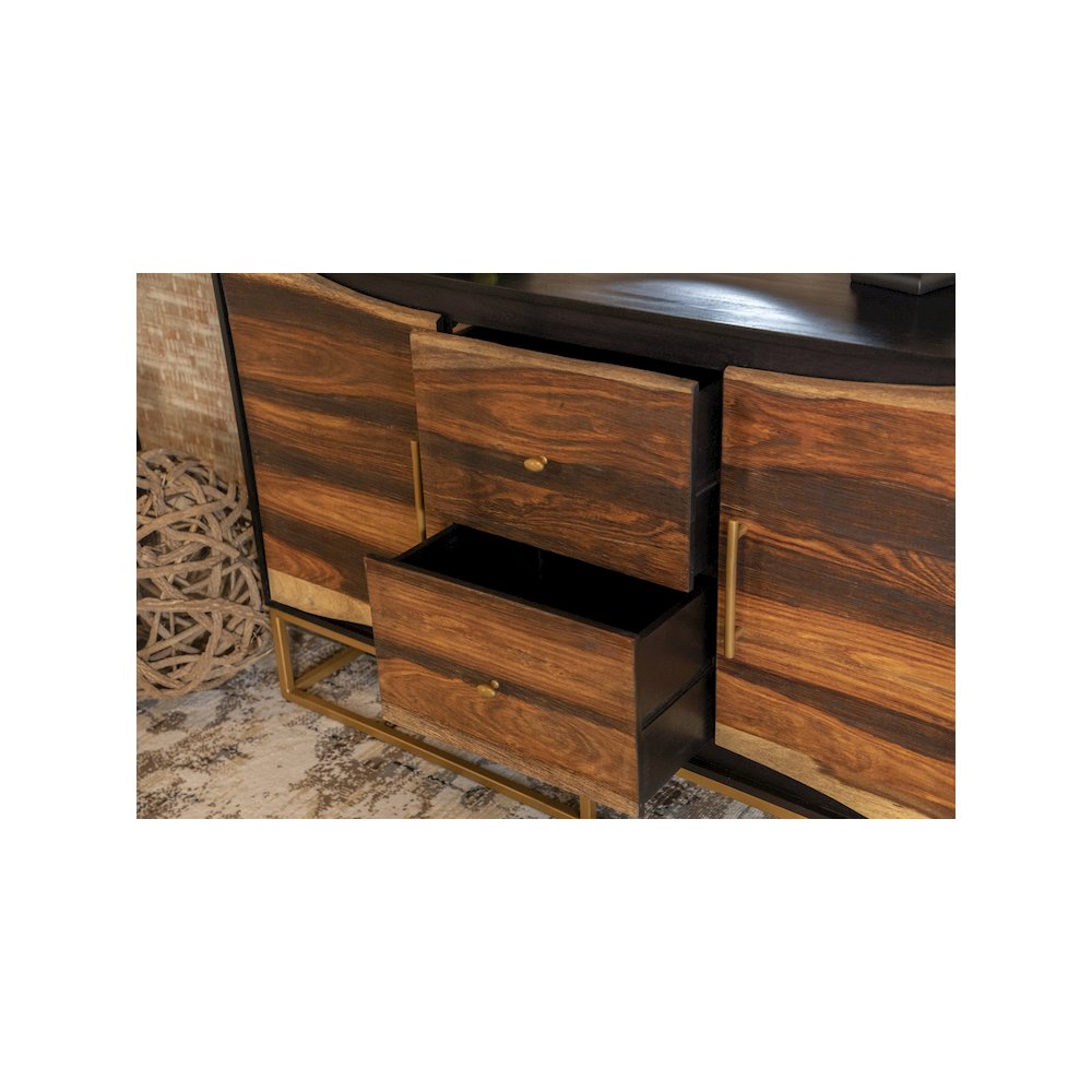 Zara 2-door 57" Wood Accent Storage Cabinet Black Walnut