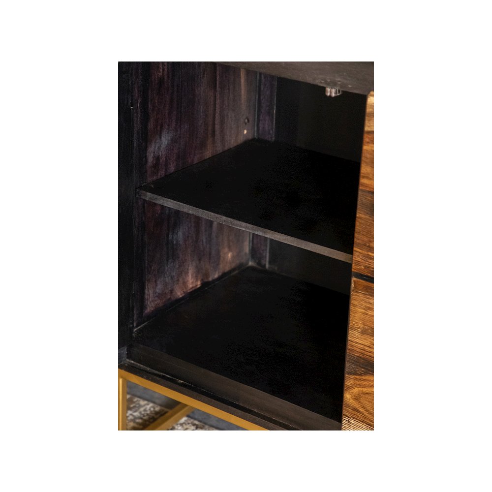 Zara 2-door 57" Wood Accent Storage Cabinet Black Walnut