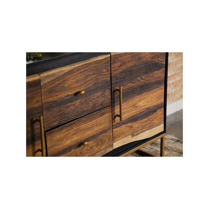 Zara 2-door 57" Wood Accent Storage Cabinet Black Walnut
