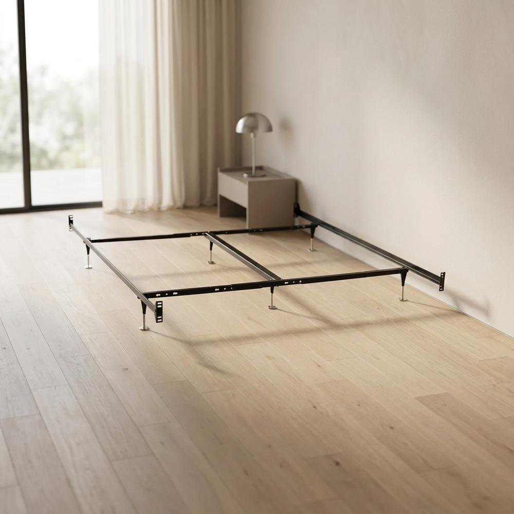 Metal Bed Frame, Adjustable Queen King, Black