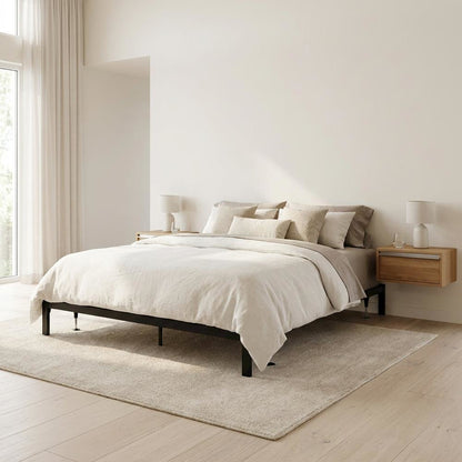 Metal Bed Frame, Adjustable Queen King, Black