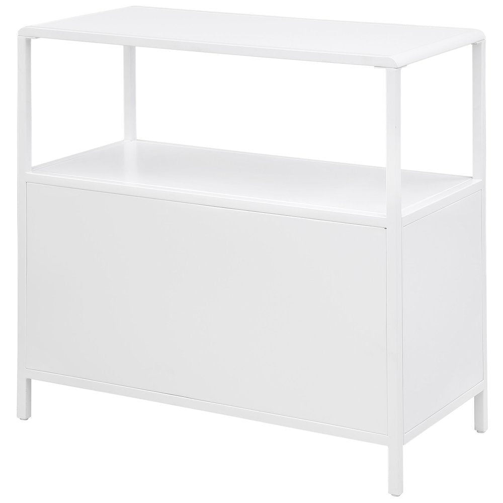 Amherst 2-door Radio Weave Cane Metal Accent Cabinet White