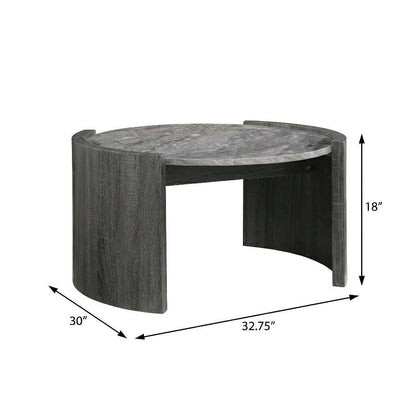Distressed Grey 2-Piece Round Coffee and End Table Set with Contemporary Style