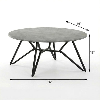 Round Cement Coffee and End Table Set 2-Piece Design with 200 lbs Capacity