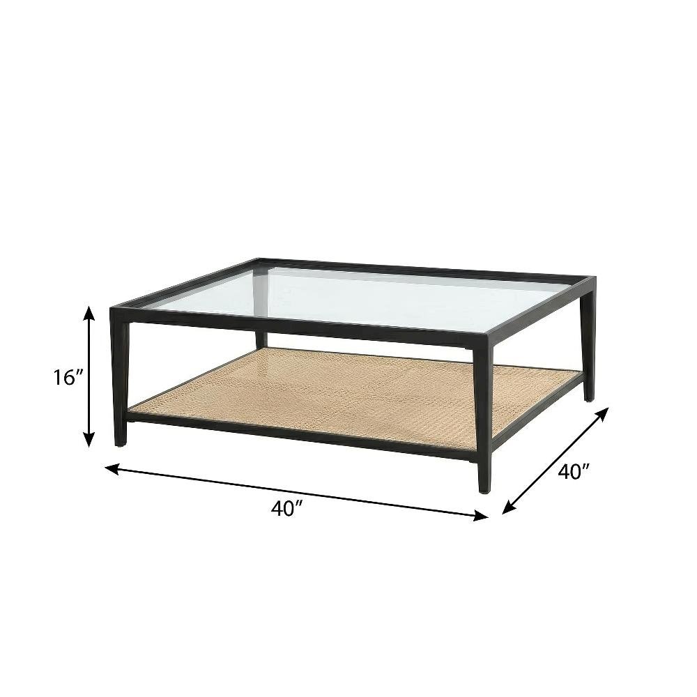 Black 2-Piece Coffee and End Table Set with Square Shape and Levelers