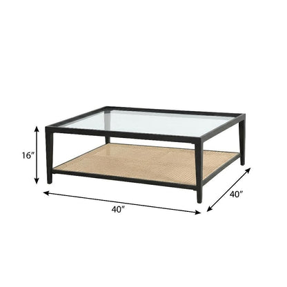 Black 2-Piece Coffee and End Table Set with Square Shape and Levelers