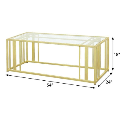 Matte Brass 3-Piece Living Room Table Set with Rectangular Coffee and End Tables