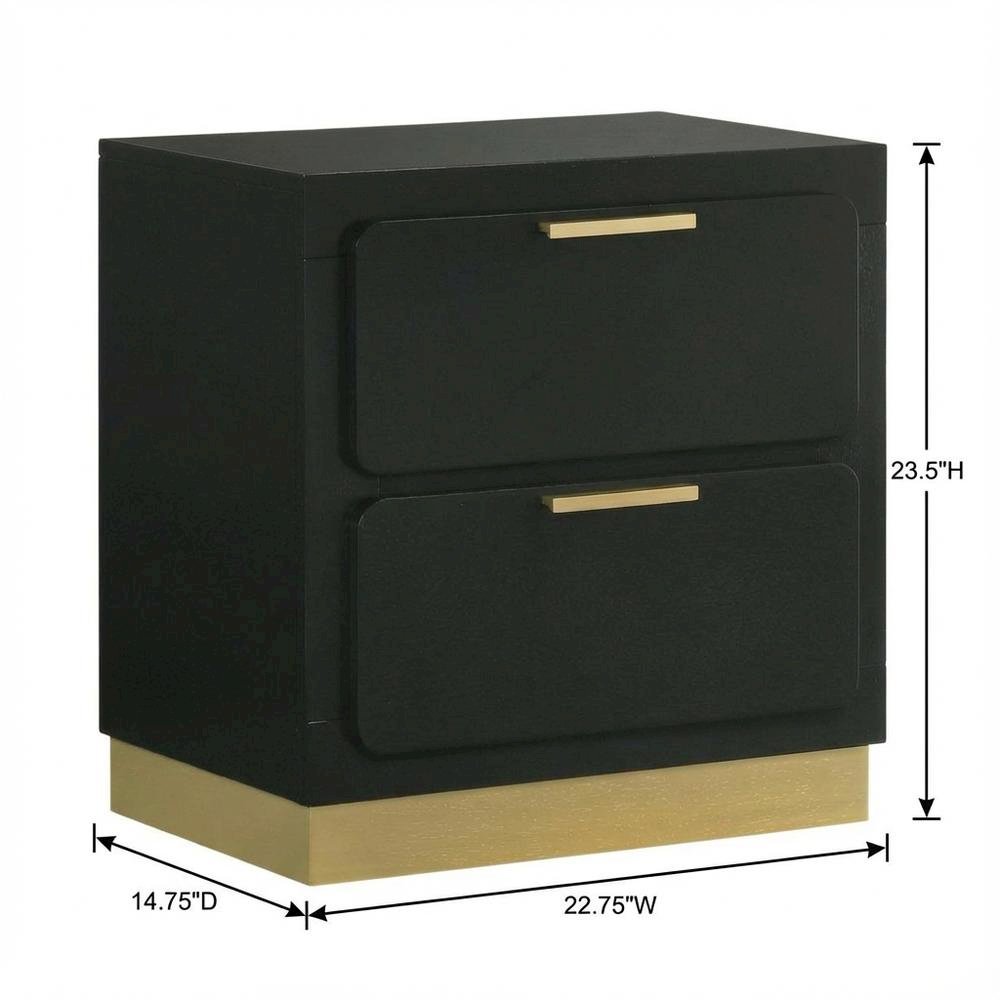 Black Nightstand with Gold Accents and Contemporary Design