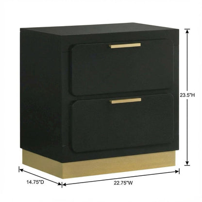 Black Nightstand with Gold Accents and Contemporary Design
