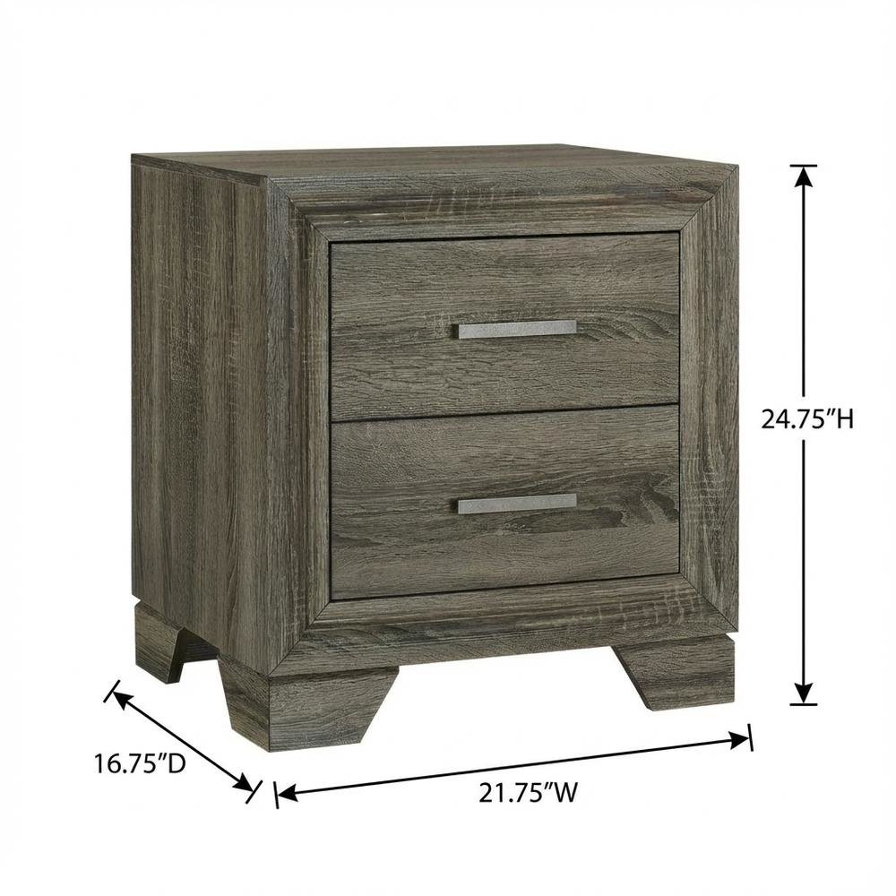 Brown Nightstand with 2 Drawers and Transitional Design
