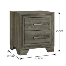 Brown Nightstand with 2 Drawers and Transitional Design