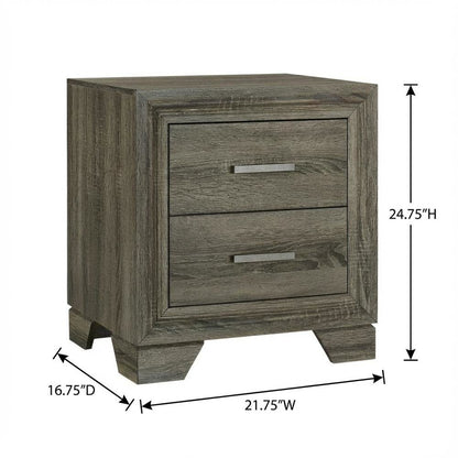 Brown Nightstand with 2 Drawers and Transitional Design