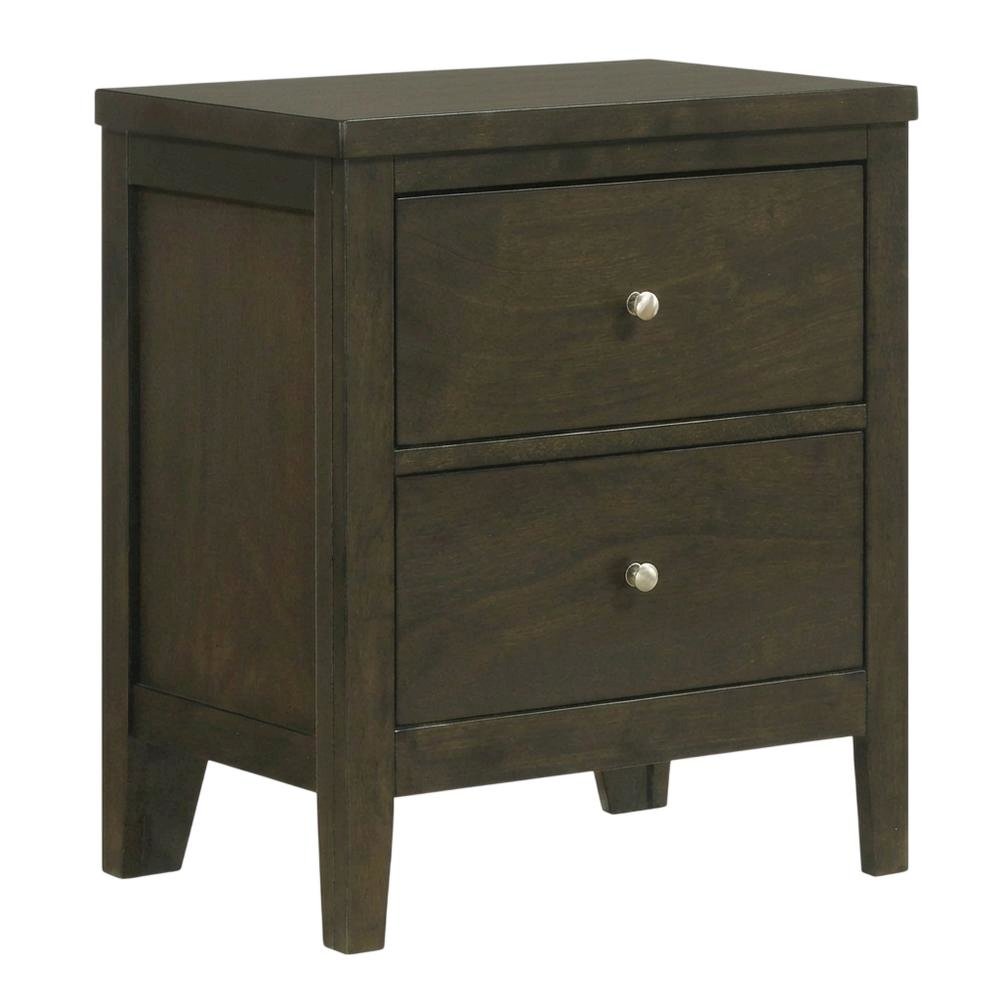 Dark Cocoa Nightstand with Transitional Style and Brushed Nickel Finish